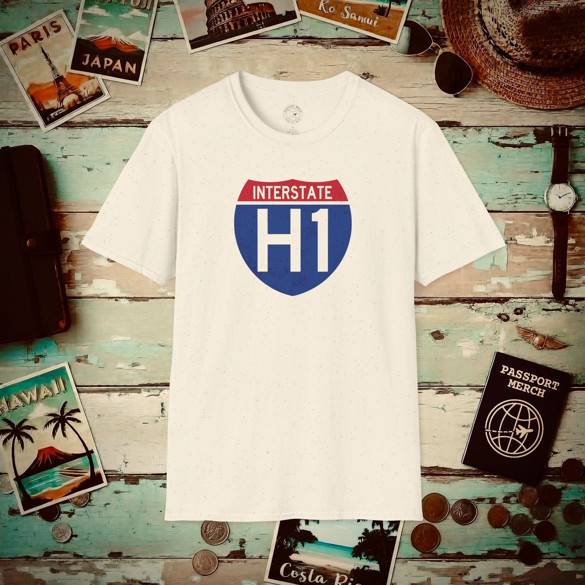 Signs of Wanderlust, Interstate H1, Hawaii T-Shirt Natural / S