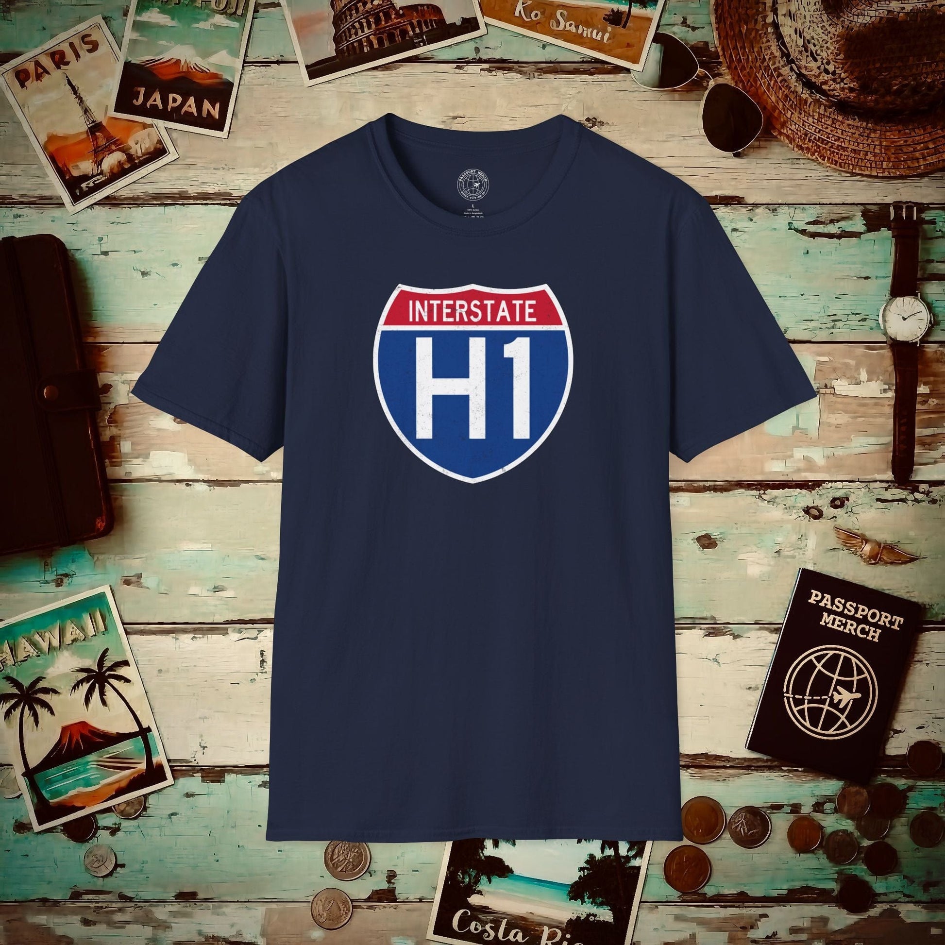 Signs of Wanderlust, Interstate H1, Hawaii T-Shirt Navy / S