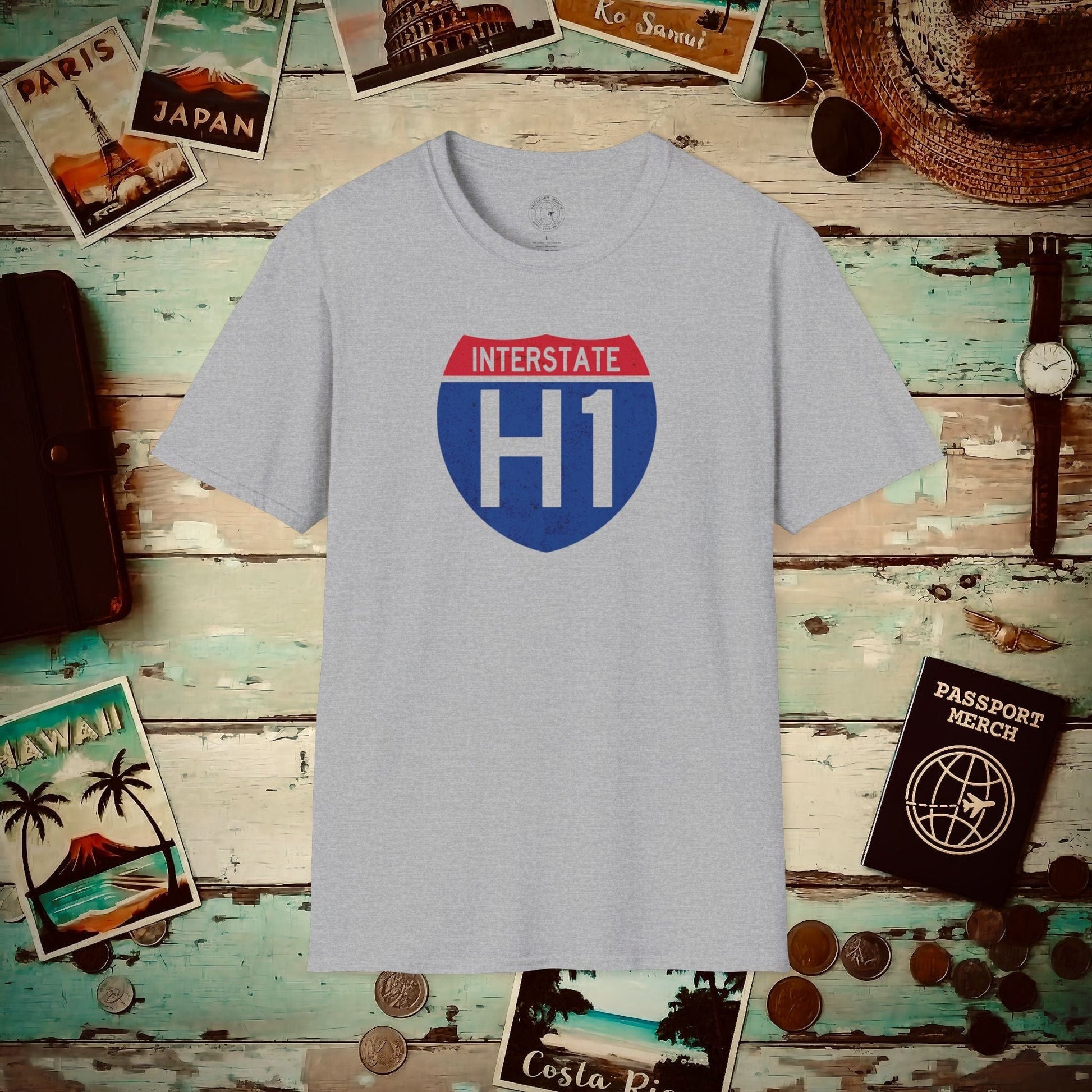 Signs of Wanderlust, Interstate H1, Hawaii T-Shirt Sport Grey / S
