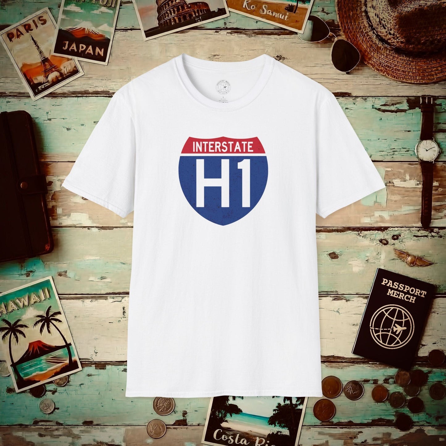 Signs of Wanderlust, Interstate H1, Hawaii T-Shirt White / S