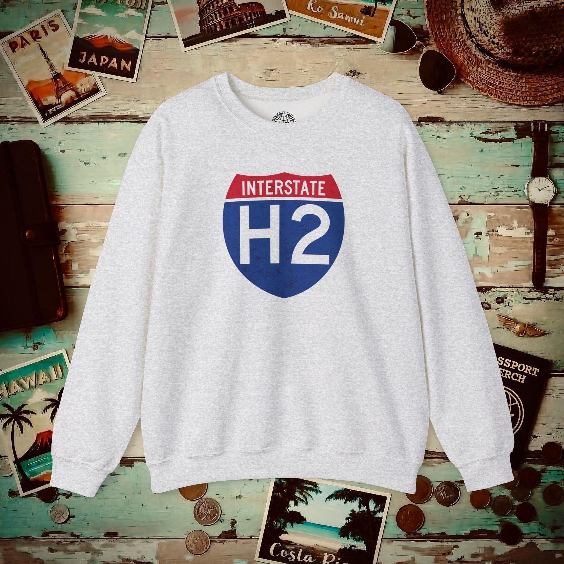Signs of Wanderlust, Interstate H2, Hawaii Crewneck Ash / S
