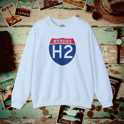 Signs of Wanderlust, Interstate H2, Hawaii Crewneck Light Blue / S