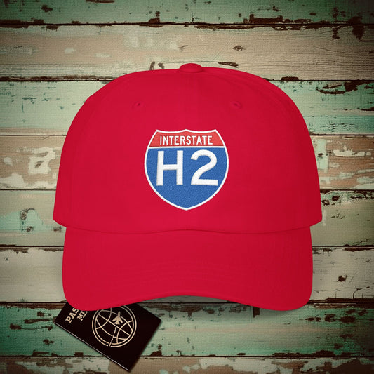 Signs of Wanderlust, Interstate H2, Hawaii Embroidered Hat Cranberry / One size