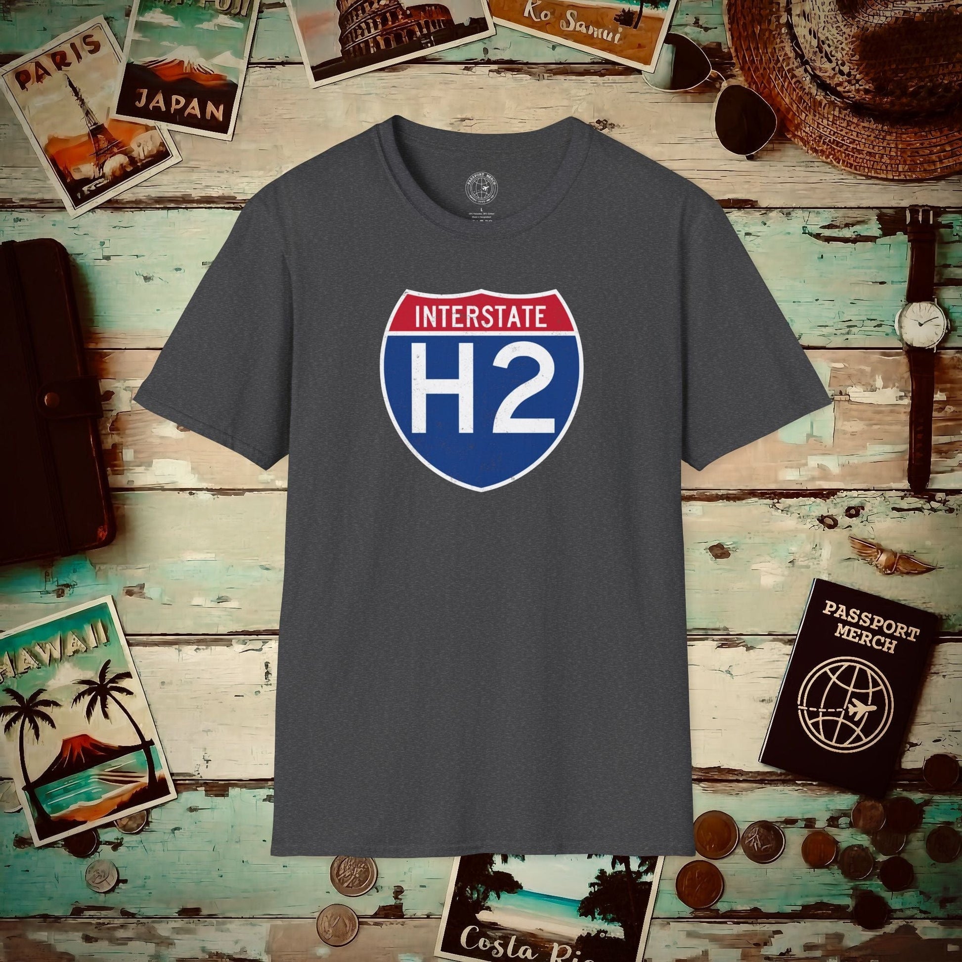 Signs of Wanderlust, Interstate H2, Hawaii T-Shirt Dark Heather / S