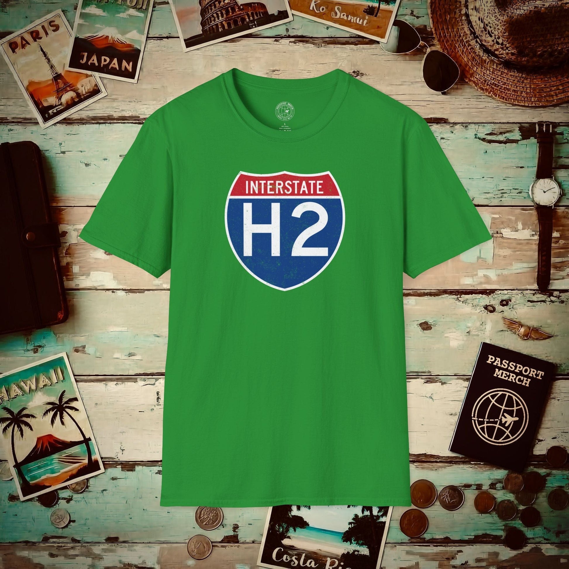 Signs of Wanderlust, Interstate H2, Hawaii T-Shirt Irish Green / S
