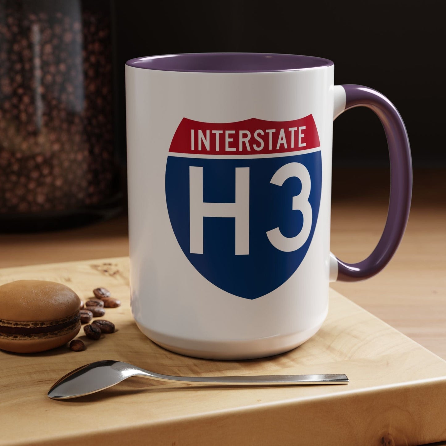 Signs of Wanderlust, Interstate H3, Hawaii 15oz Mug Purple / 15oz