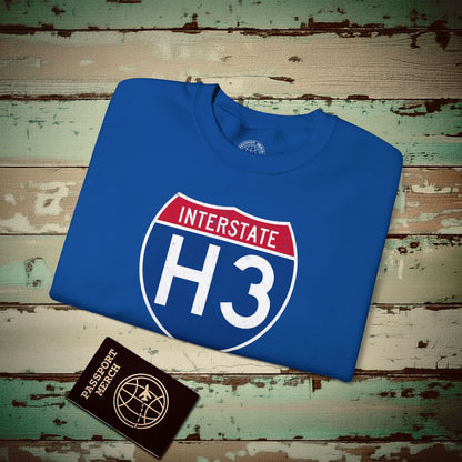 Signs of Wanderlust, Interstate H3, Hawaii Crewneck Royal / S