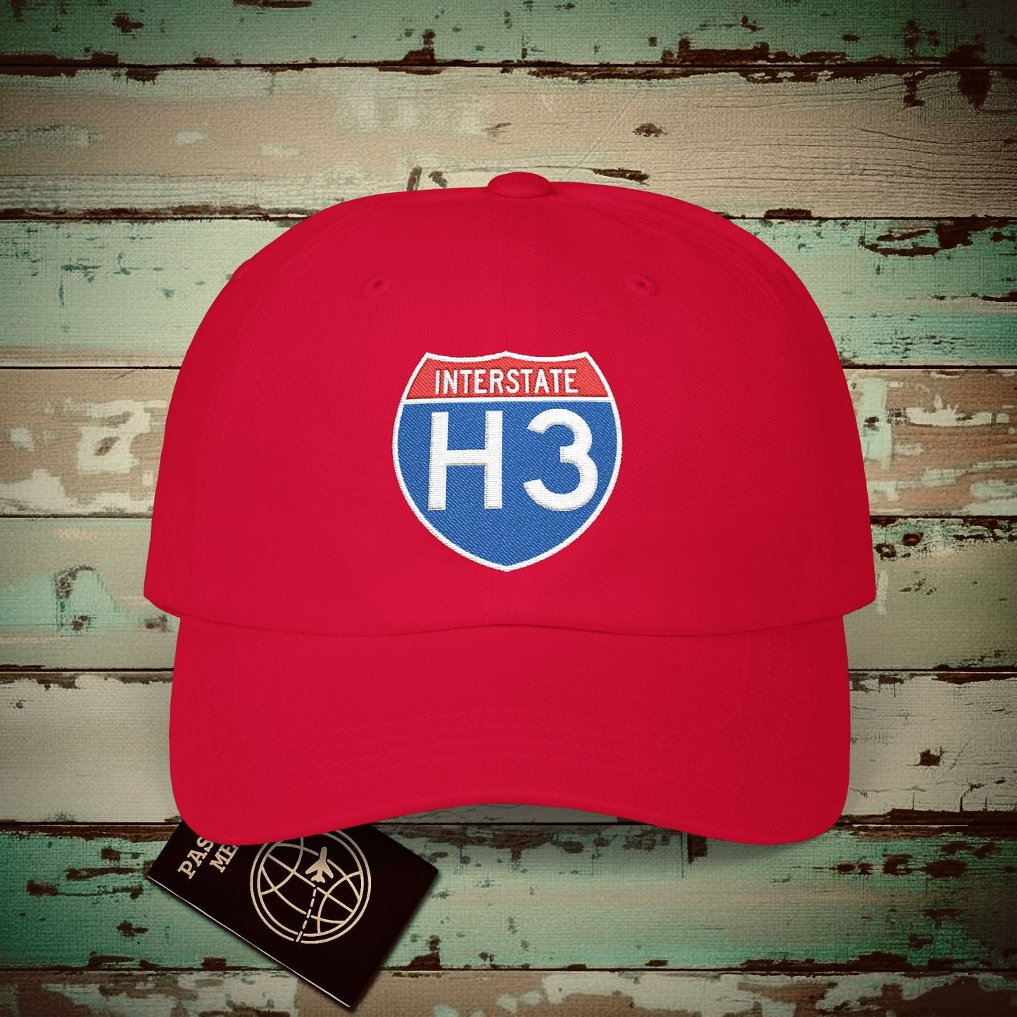 Signs of Wanderlust, Interstate H3, Hawaii Embroidered Hat Cranberry / One size