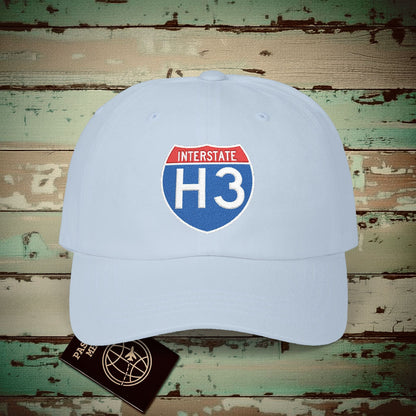 Signs of Wanderlust, Interstate H3, Hawaii Embroidered Hat Light Blue / One size
