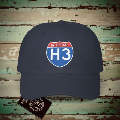 Signs of Wanderlust, Interstate H3, Hawaii Embroidered Hat Navy / One size