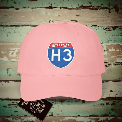 Signs of Wanderlust, Interstate H3, Hawaii Embroidered Hat Pink / One size