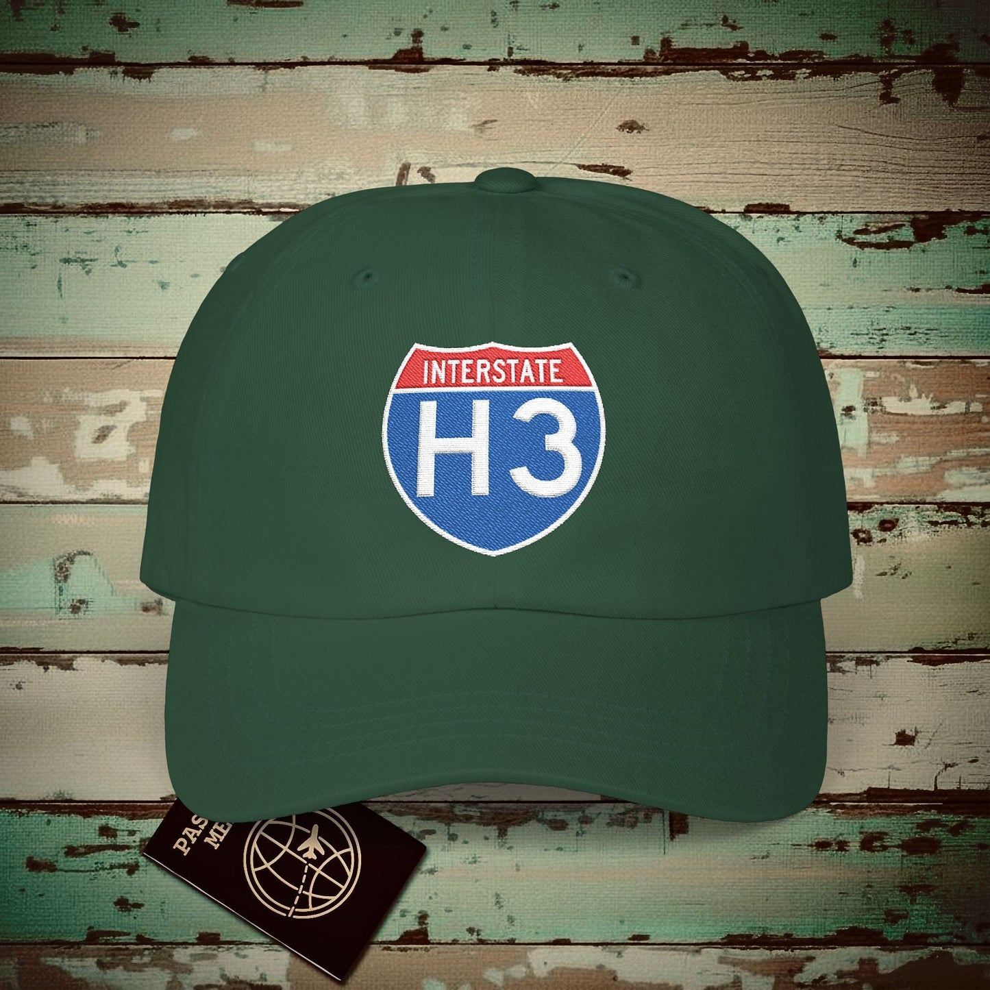 Signs of Wanderlust, Interstate H3, Hawaii Embroidered Hat Spruce / One size