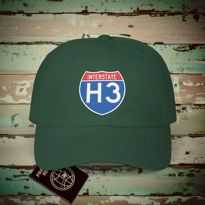 Signs of Wanderlust, Interstate H3, Hawaii Embroidered Hat Spruce / One size