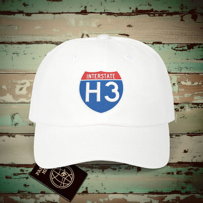 Signs of Wanderlust, Interstate H3, Hawaii Embroidered Hat White / One size