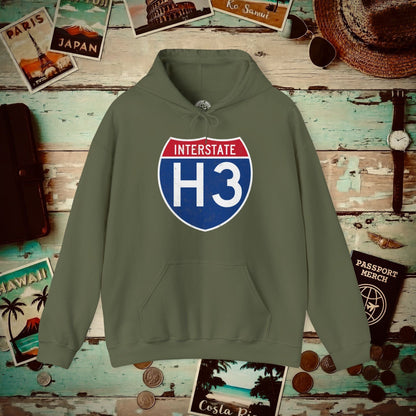 Signs of Wanderlust, Interstate H3, Hawaii Hoodie Military Green / S