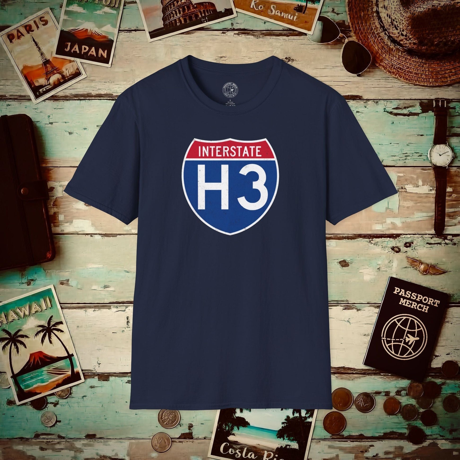 Signs of Wanderlust, Interstate H3, Hawaii T-Shirt Navy / S
