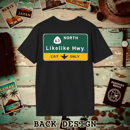 Signs of Wanderlust, Likelike Highway, Exit Only, Hawaii Back Print T-Shirt Black / S