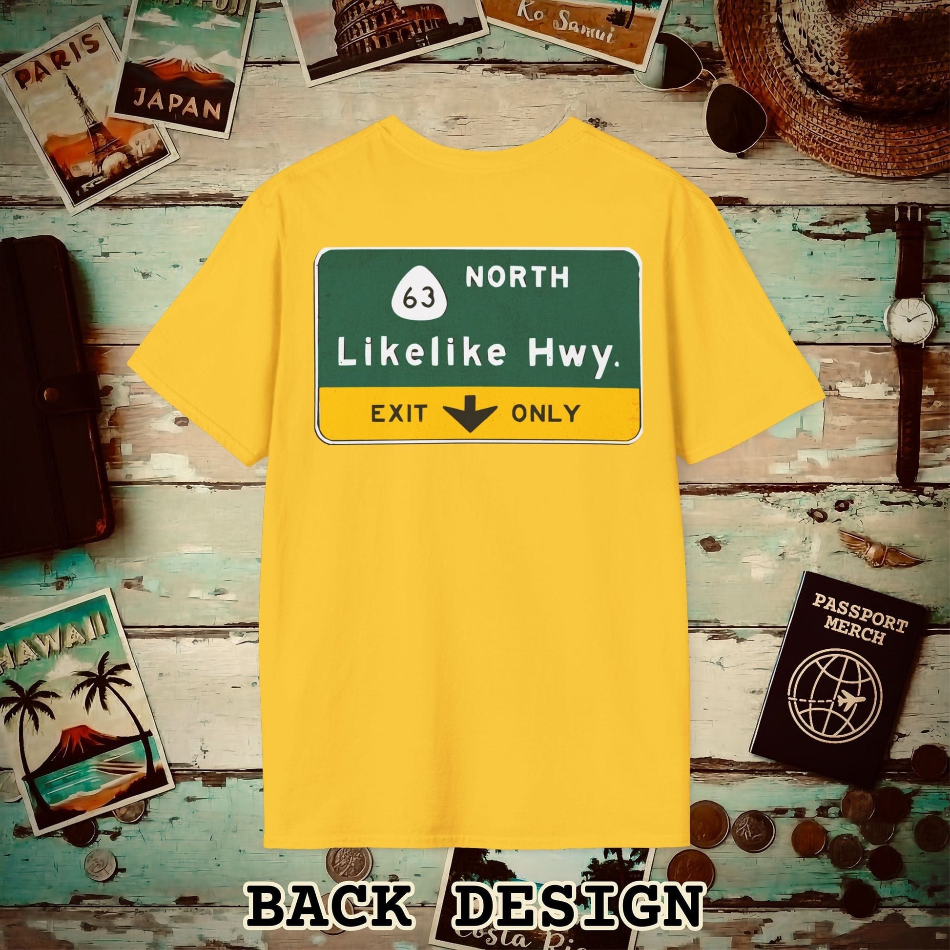 Signs of Wanderlust, Likelike Highway, Exit Only, Hawaii Back Print T-Shirt Daisy / S