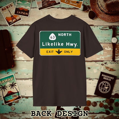 Signs of Wanderlust, Likelike Highway, Exit Only, Hawaii Back Print T-Shirt Dark Chocolate / S