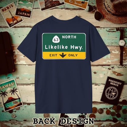 Signs of Wanderlust, Likelike Highway, Exit Only, Hawaii Back Print T-Shirt Navy / S