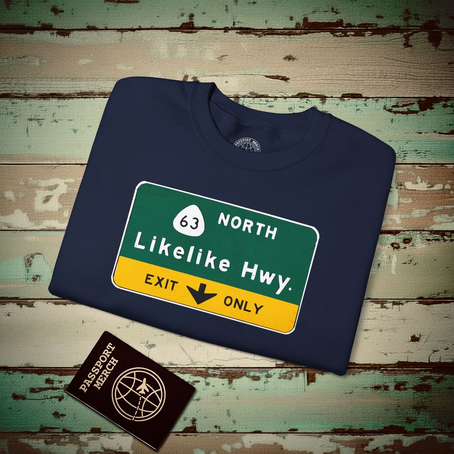 Signs of Wanderlust, Likelike Highway, Exit Only, Hawaii Crewneck Navy / S