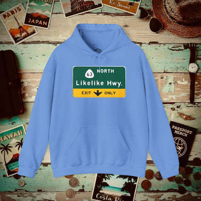 Signs of Wanderlust, Likelike Highway, Exit Only, Hawaii Hoodie Carolina Blue / S