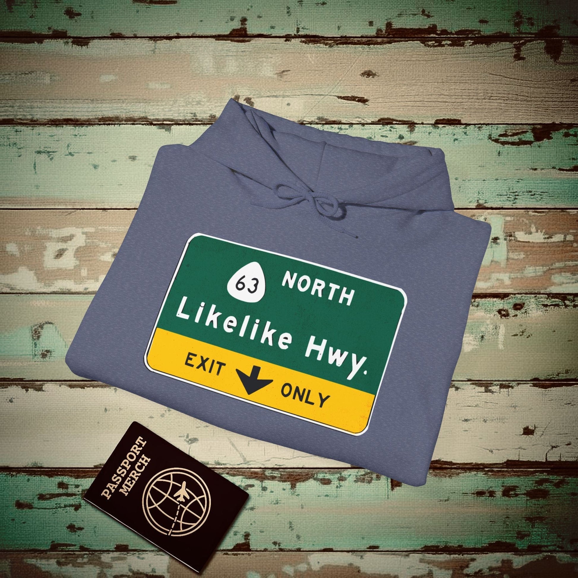 Signs of Wanderlust, Likelike Highway, Exit Only, Hawaii Hoodie Heather Navy / S