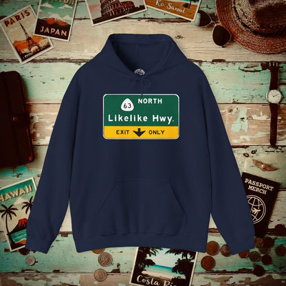 Signs of Wanderlust, Likelike Highway, Exit Only, Hawaii Hoodie Navy / S