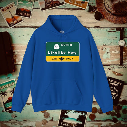 Signs of Wanderlust, Likelike Highway, Exit Only, Hawaii Hoodie Royal / S
