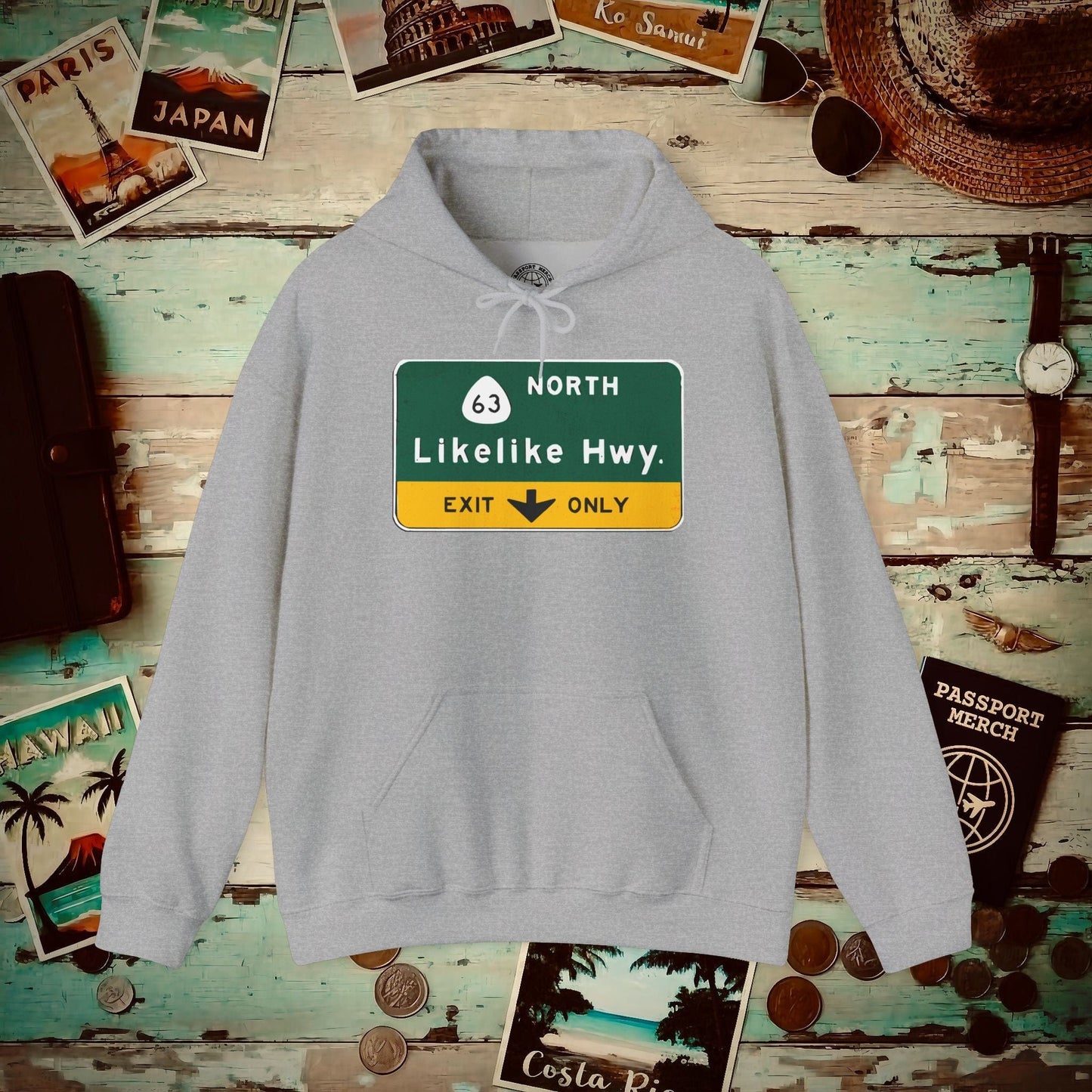 Signs of Wanderlust, Likelike Highway, Exit Only, Hawaii Hoodie Sport Grey / S