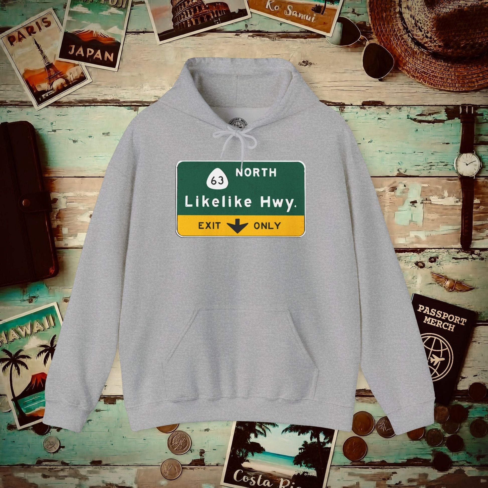 Signs of Wanderlust, Likelike Highway, Exit Only, Hawaii Hoodie Sport Grey / S