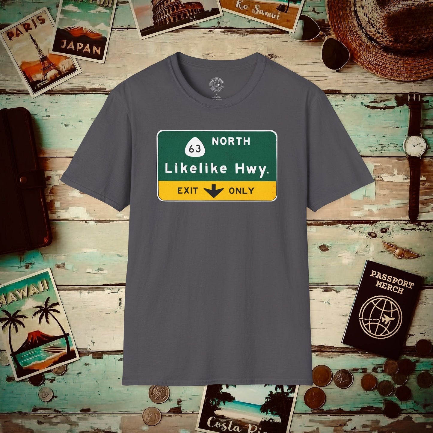 Signs of Wanderlust, Likelike Highway, Exit Only, Hawaii T-Shirt Charcoal / S