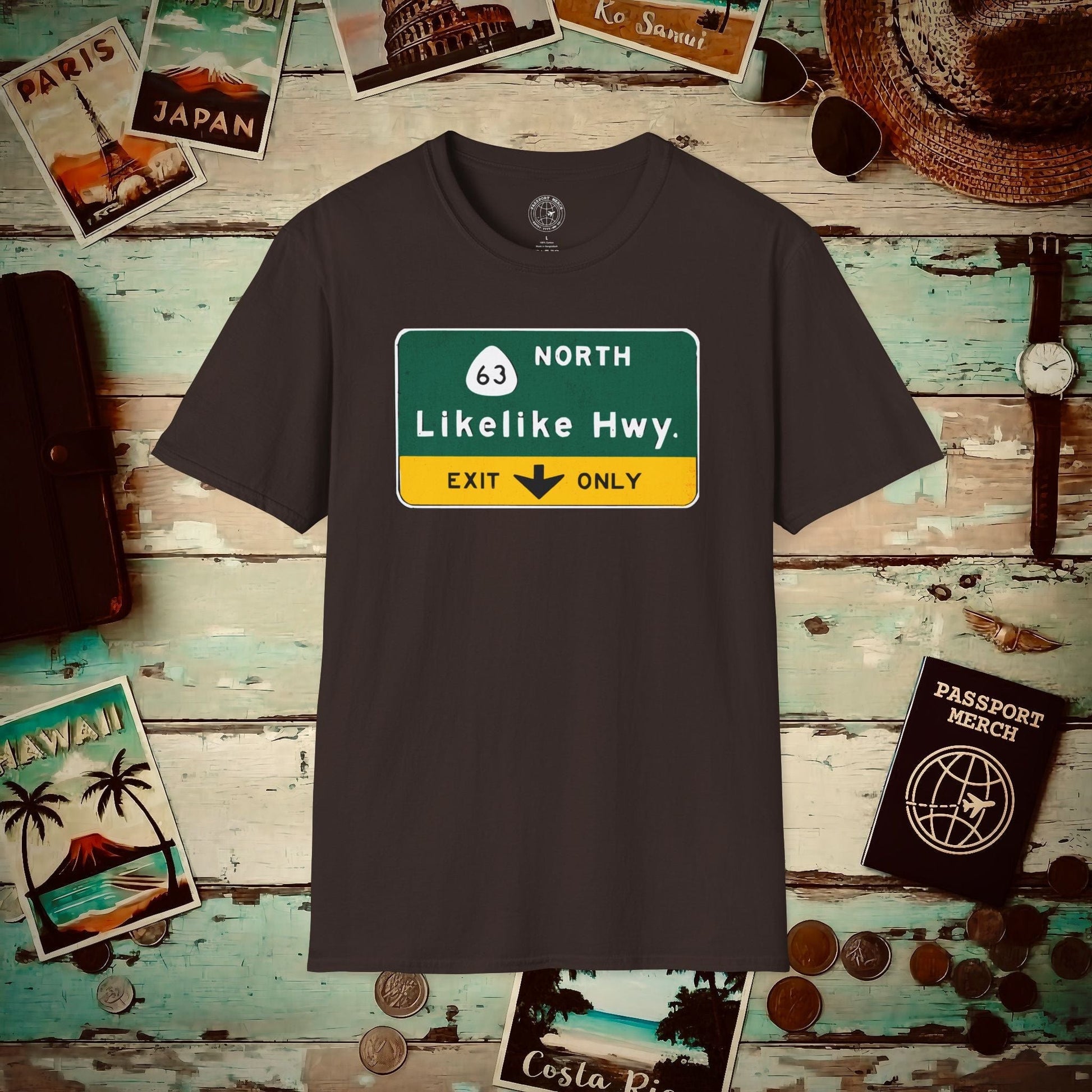 Signs of Wanderlust, Likelike Highway, Exit Only, Hawaii T-Shirt Dark Chocolate / S