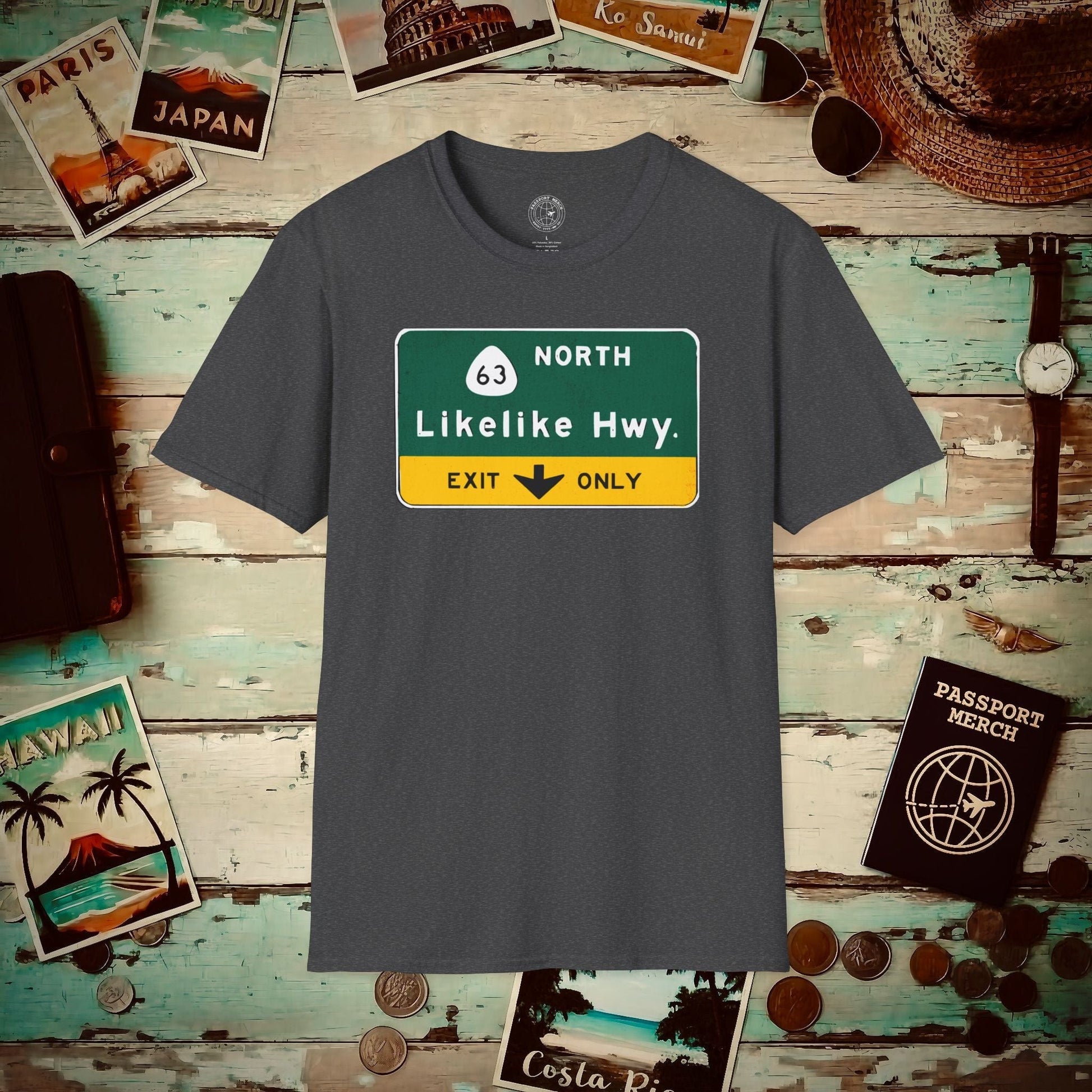 Signs of Wanderlust, Likelike Highway, Exit Only, Hawaii T-Shirt Dark Heather / S