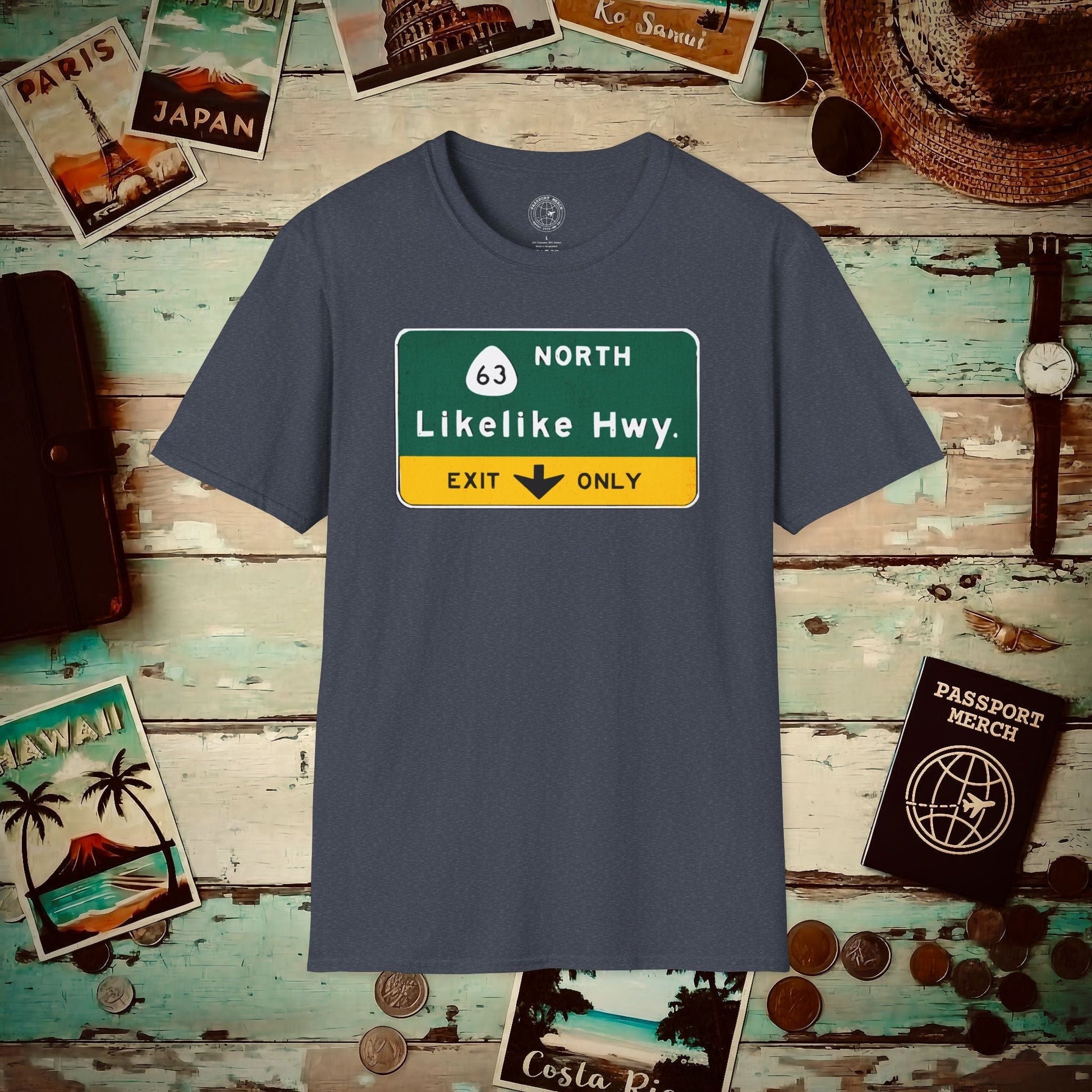 Signs of Wanderlust, Likelike Highway, Exit Only, Hawaii T-Shirt Heather Navy / S