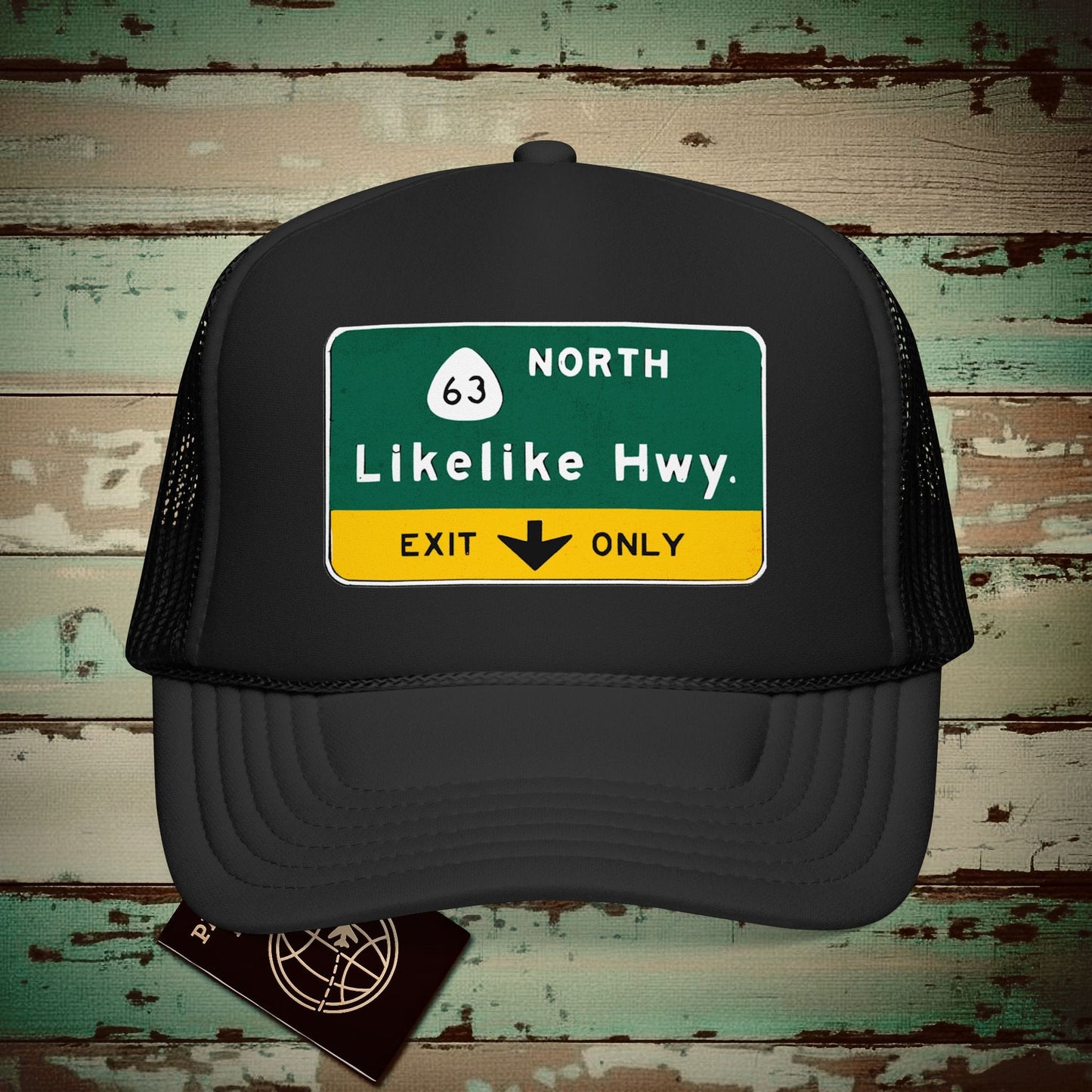 Signs of Wanderlust, Likelike Highway, Exit Only, Hawaii Trucker Hat Black / One size