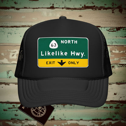 Signs of Wanderlust, Likelike Highway, Exit Only, Hawaii Trucker Hat Black / One size