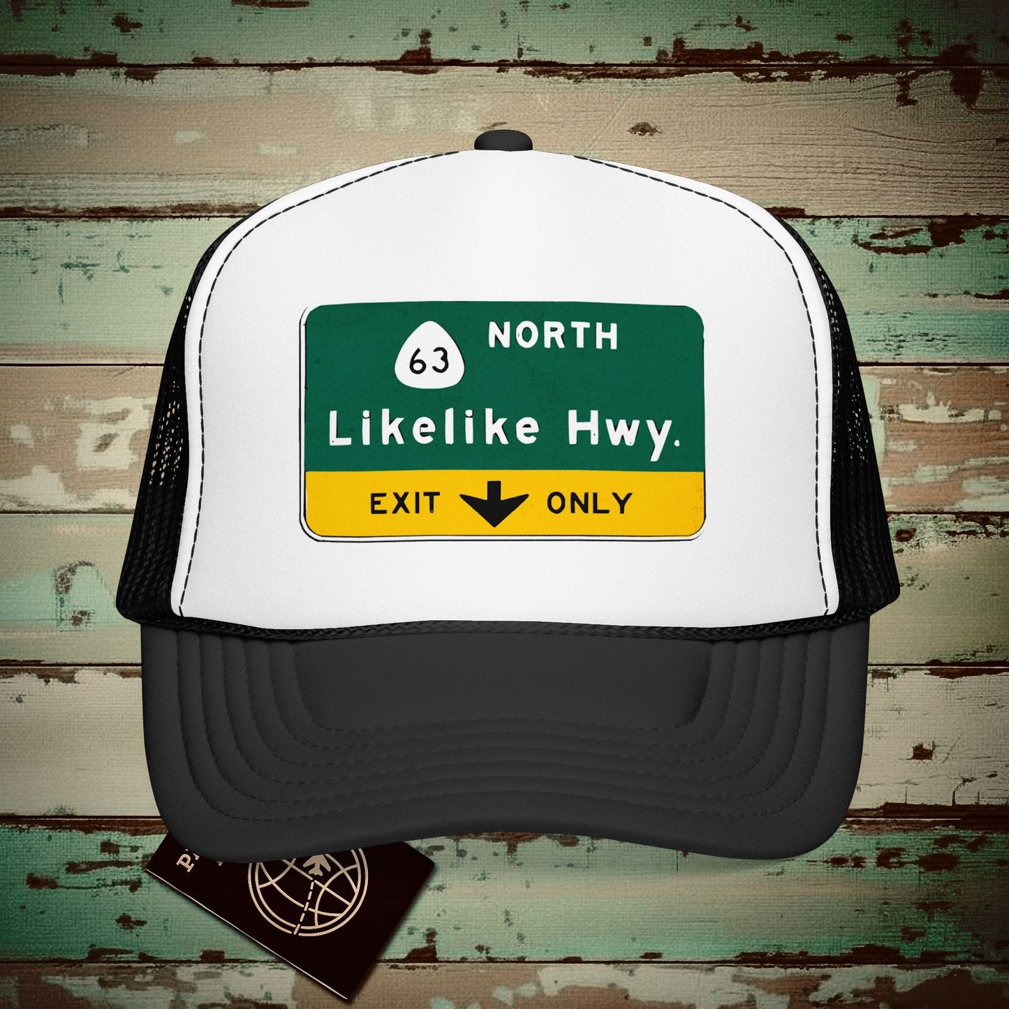 Signs of Wanderlust, Likelike Highway, Exit Only, Hawaii Trucker Hat Black/White / One size