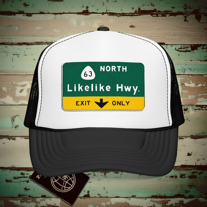 Signs of Wanderlust, Likelike Highway, Exit Only, Hawaii Trucker Hat Black/White / One size