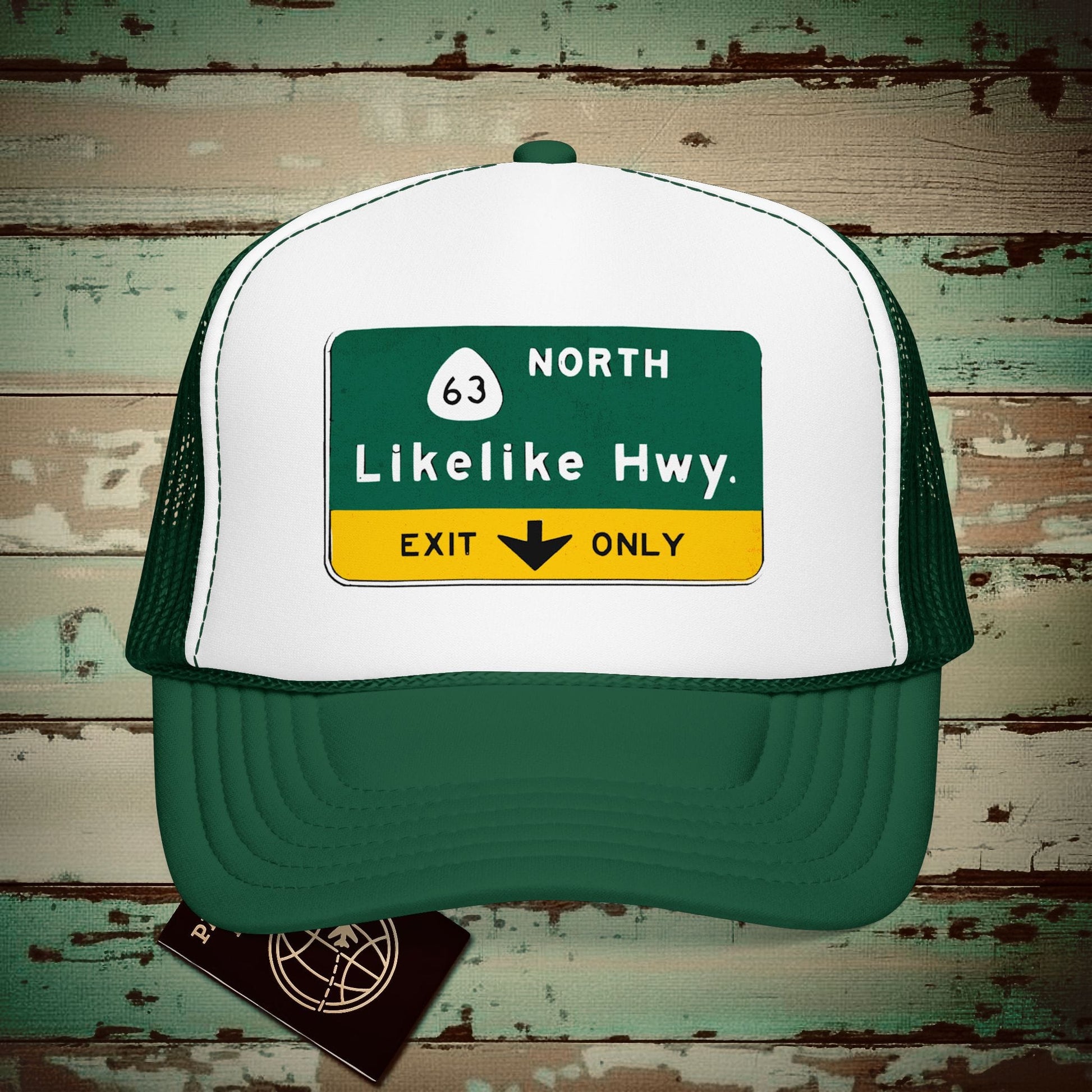Signs of Wanderlust, Likelike Highway, Exit Only, Hawaii Trucker Hat Kelly/ White/ Kelly / One size
