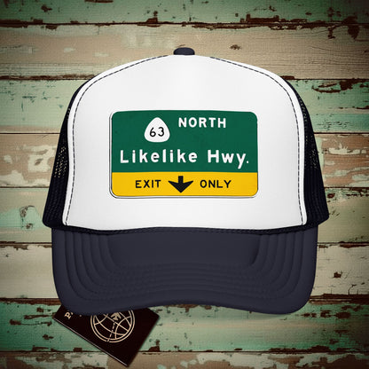 Signs of Wanderlust, Likelike Highway, Exit Only, Hawaii Trucker Hat Navy / White / Navy / One size