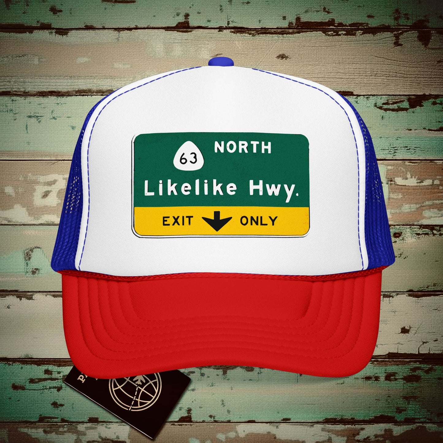Signs of Wanderlust, Likelike Highway, Exit Only, Hawaii Trucker Hat Red / White / Royal / One size