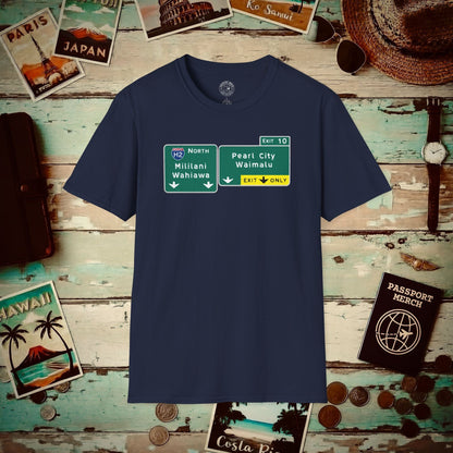 Signs of Wanderlust, Pearl City/Waimalu Exit 10, Hawaii T-Shirt Navy / S