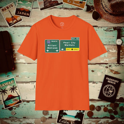 Signs of Wanderlust, Pearl City/Waimalu Exit 10, Hawaii T-Shirt Orange / S