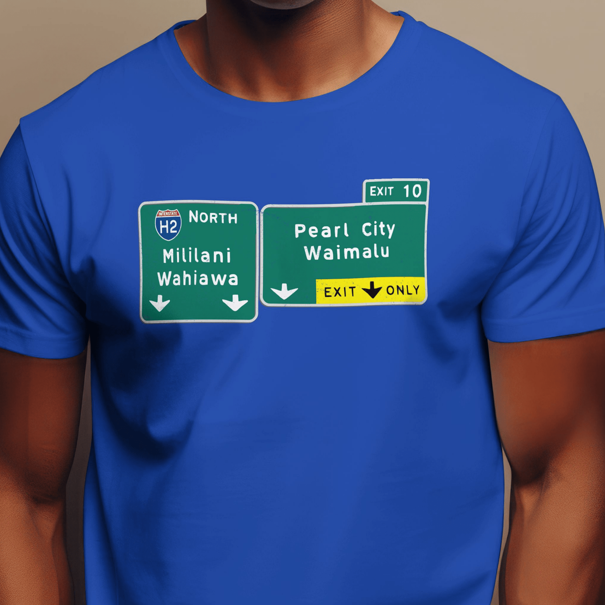 Signs of Wanderlust, Pearl City/Waimalu Exit 10, Hawaii T-Shirt Royal / S