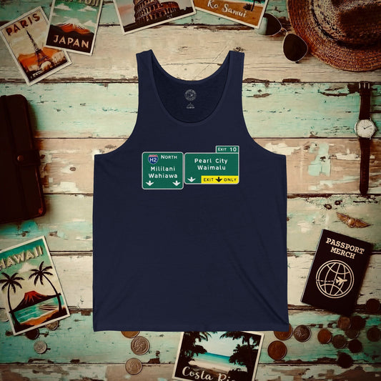 Signs of Wanderlust, Pearl City/Waimalu Exit 10, Hawaii Tank Top Navy / XS