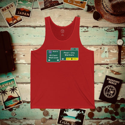Signs of Wanderlust, Pearl City/Waimalu Exit 10, Hawaii Tank Top Red / XS