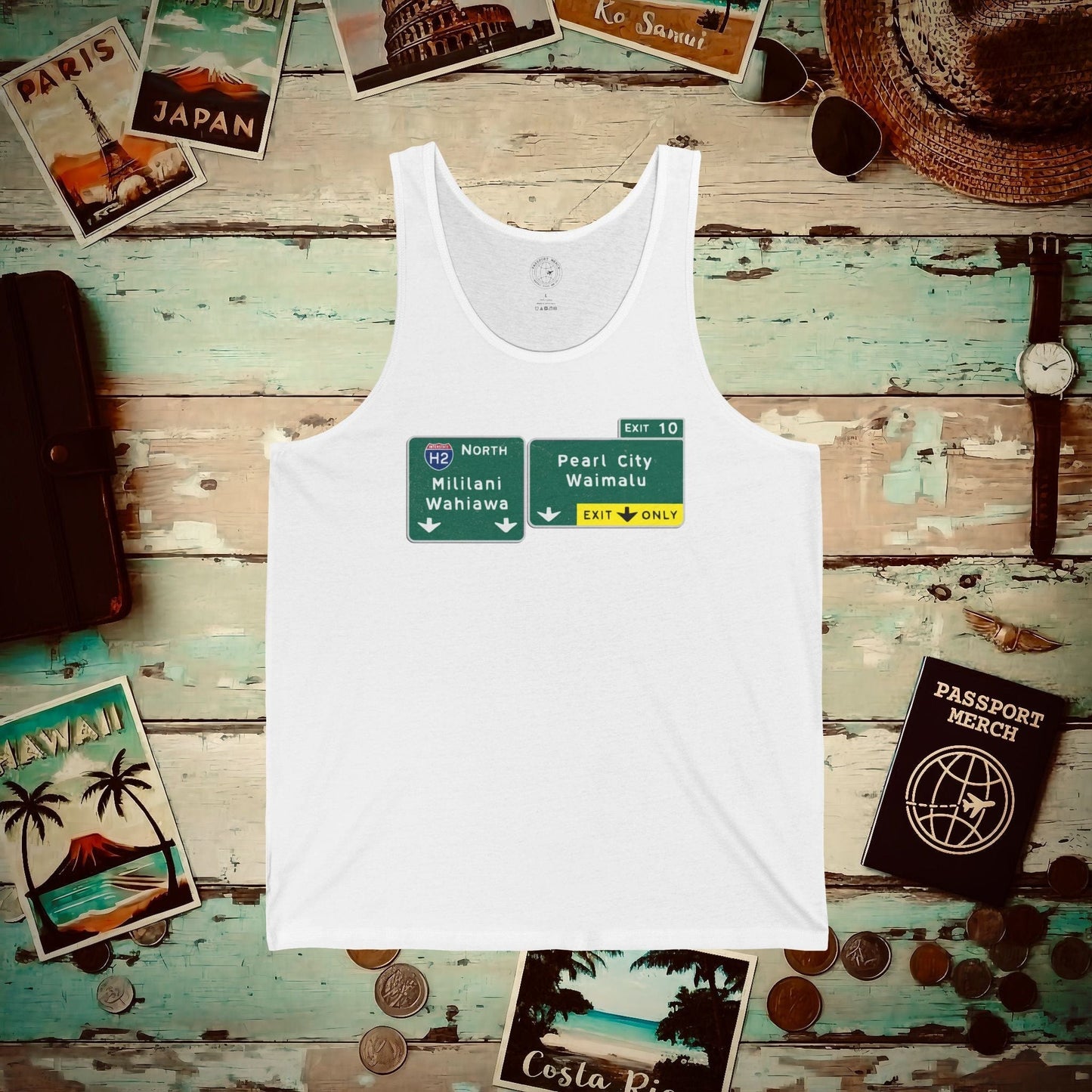 Signs of Wanderlust, Pearl City/Waimalu Exit 10, Hawaii Tank Top White / XS