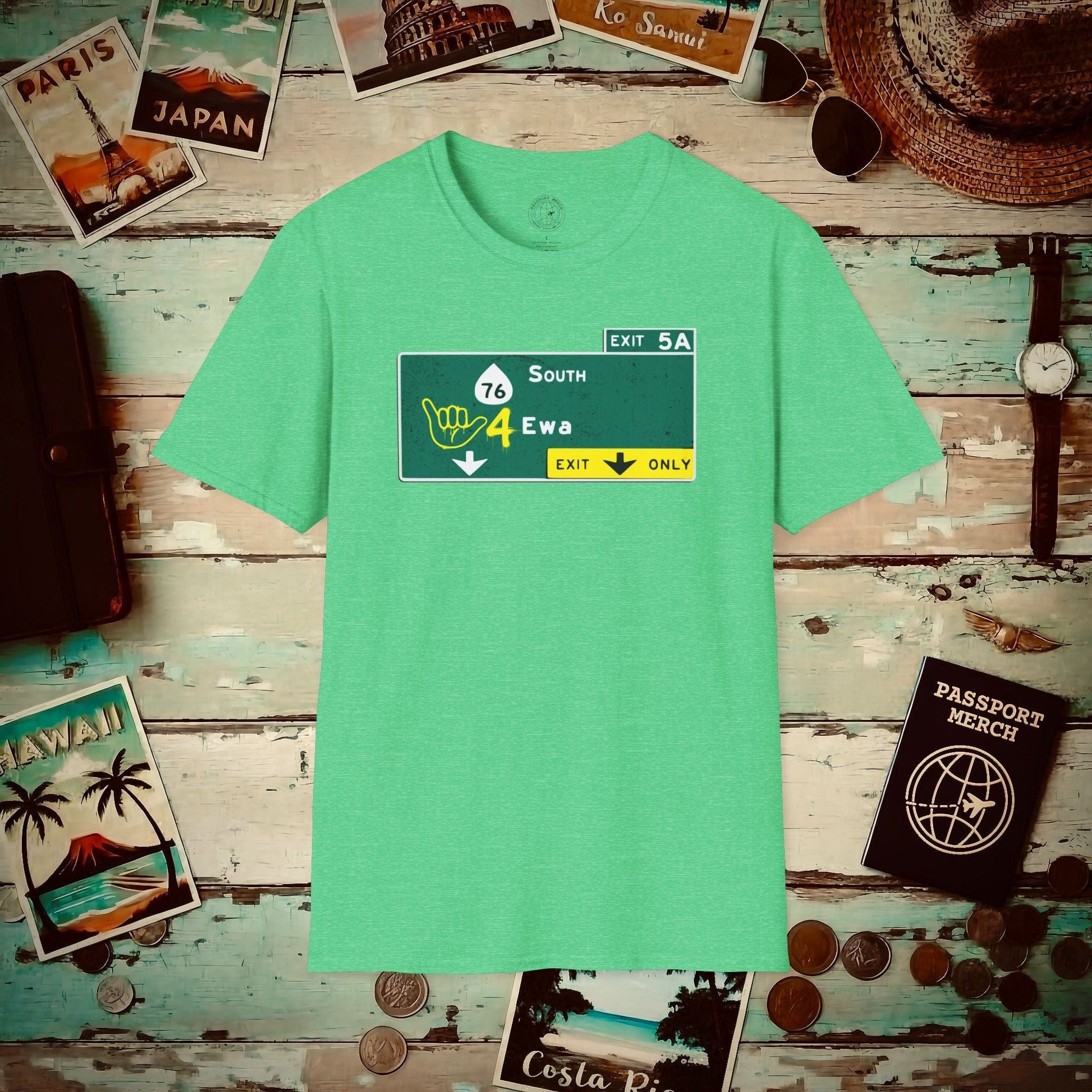 Signs of Wanderlust, Shaka 4 Ewa, Hawaii T-Shirt Heather Irish Green / S