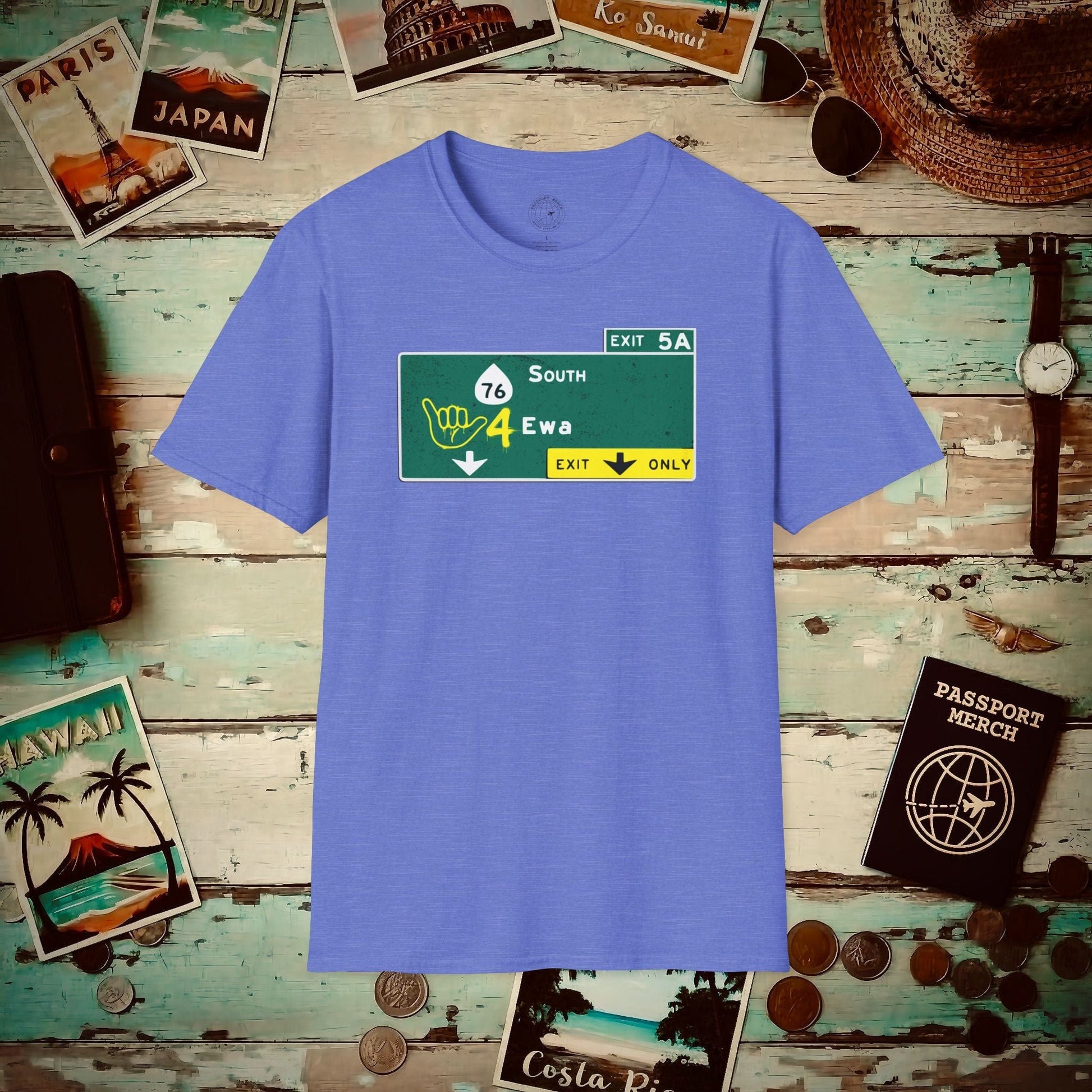 Signs of Wanderlust, Shaka 4 Ewa, Hawaii T-Shirt Heather Royal / S